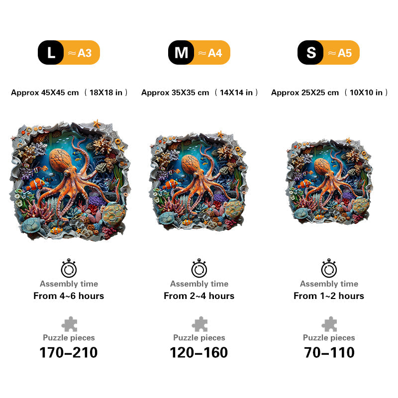 Underwater World with Octopus Wooden Jigsaw Puzzle