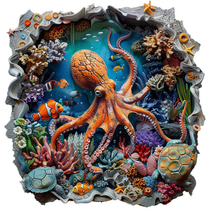 Underwater World with Octopus Wooden Jigsaw Puzzle