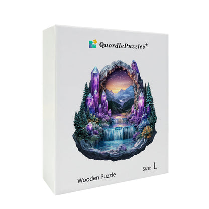 Crystal Cave with Waterfall Wooden Jigsaw Puzzle