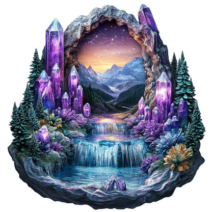 Crystal Cave with Waterfall Wooden Jigsaw Puzzle