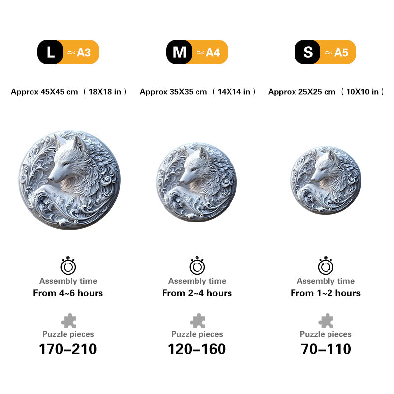 White Wolf Sculpture Wooden Jigsaw Puzzle