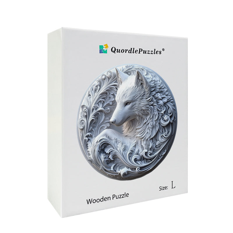 White Wolf Sculpture Wooden Jigsaw Puzzle