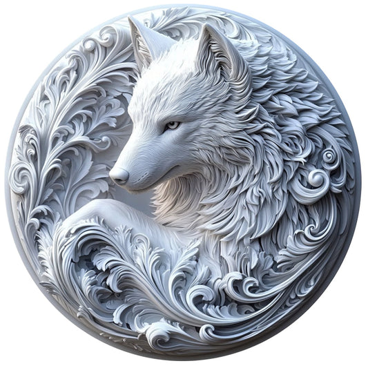 White Wolf Sculpture Wooden Jigsaw Puzzle