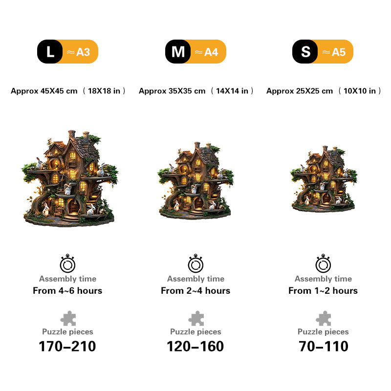 Rabbit Treehouse Wooden Jigsaw Puzzle