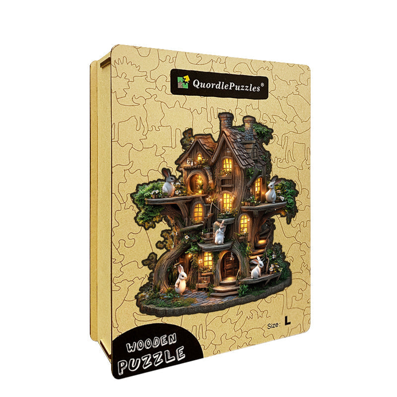 Rabbit Treehouse Wooden Jigsaw Puzzle