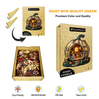Pumpkin House with Mouse Wooden Jigsaw Puzzle