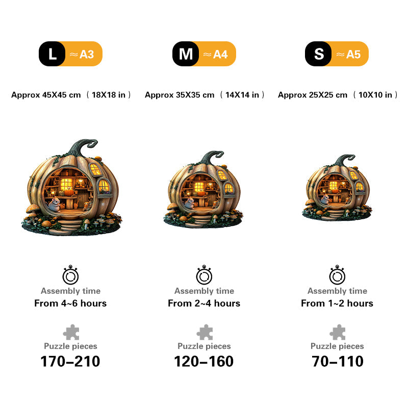 Pumpkin House with Mouse Wooden Jigsaw Puzzle