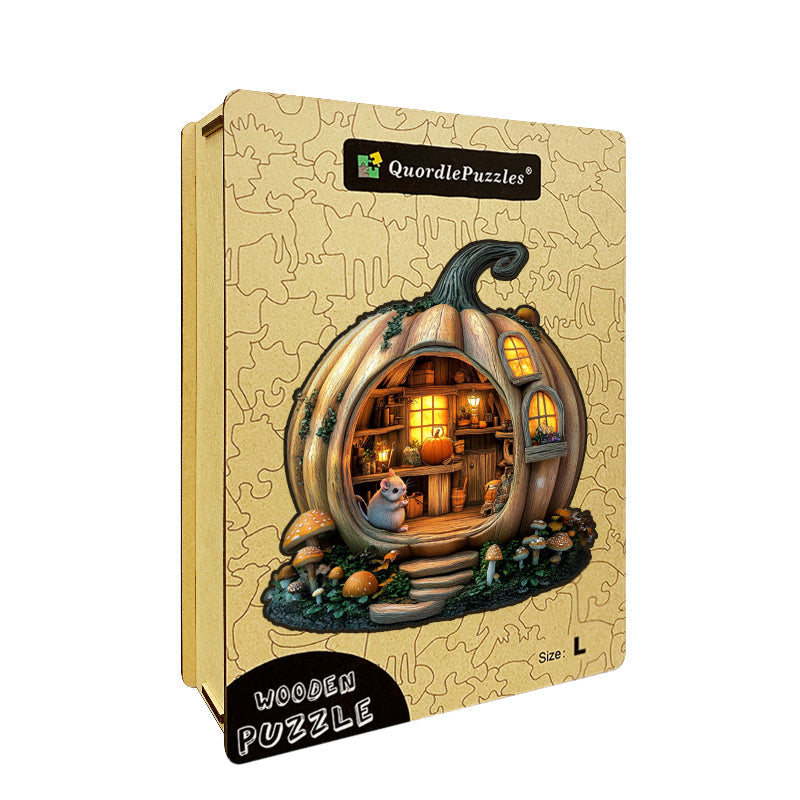 Pumpkin House with Mouse Wooden Jigsaw Puzzle