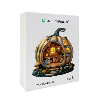 Pumpkin House with Mouse Wooden Jigsaw Puzzle