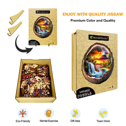 Volcanic Island Paradise Wooden Jigsaw Puzzle