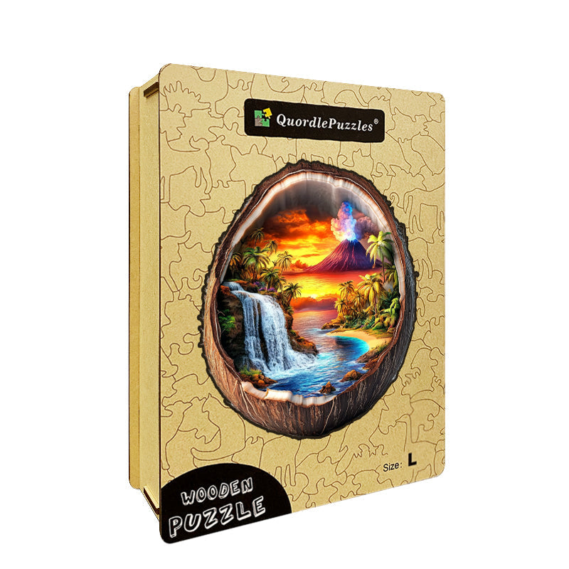 Volcanic Island Paradise Wooden Jigsaw Puzzle