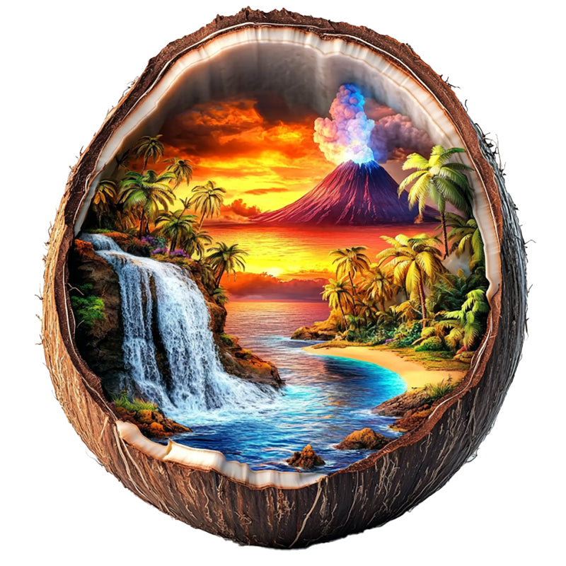 Volcanic Island Paradise Wooden Jigsaw Puzzle