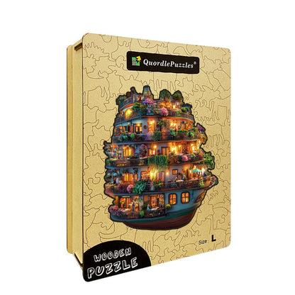 Flower-Filled Floating Ship Wooden Jigsaw Puzzle