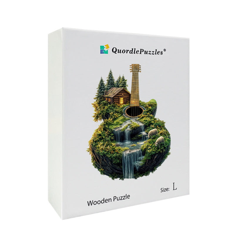 Guitar Island Waterfall Wooden Jigsaw Puzzle