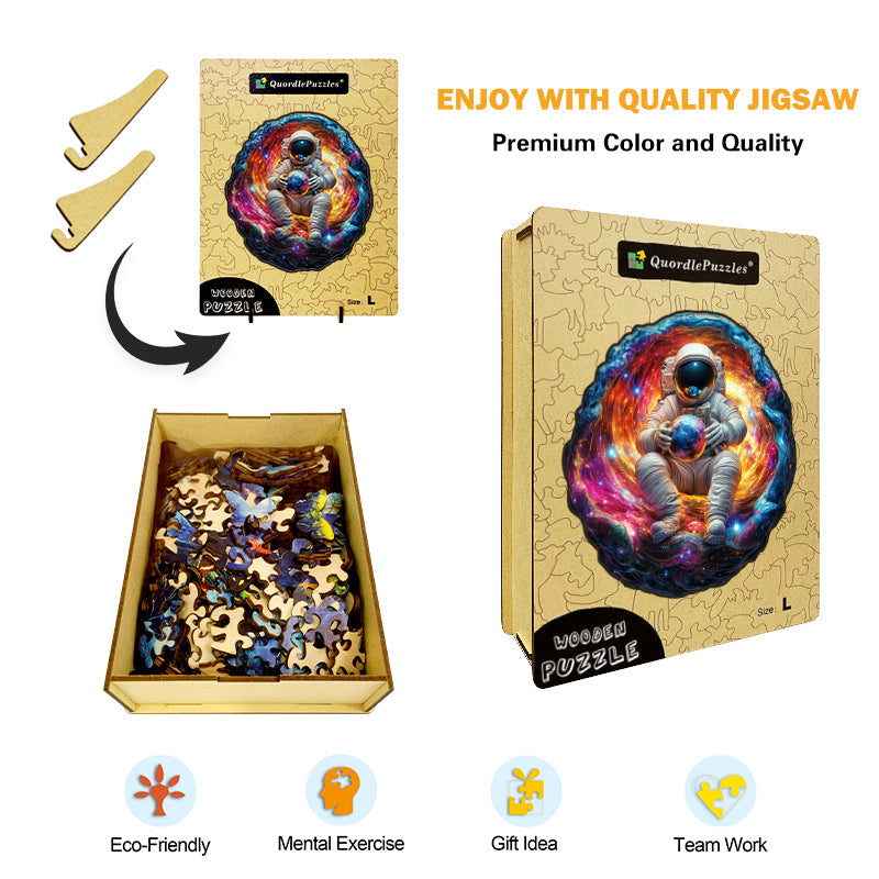 Astronaut in the Cosmos Wooden Jigsaw Puzzle