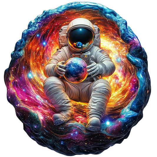 Astronaut in the Cosmos Wooden Jigsaw Puzzle