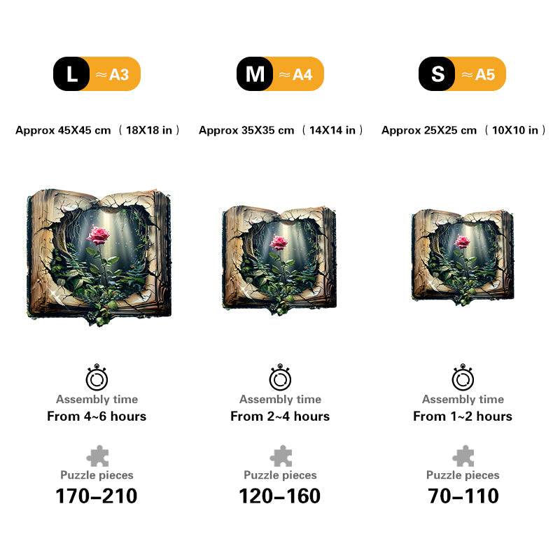 Rose in a Magical Book Wooden Jigsaw Puzzle