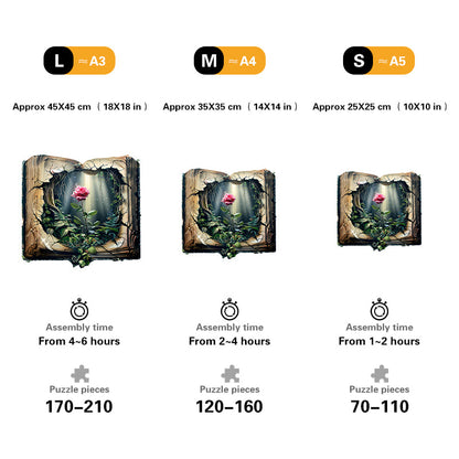 Rose in a Magical Book Wooden Jigsaw Puzzle