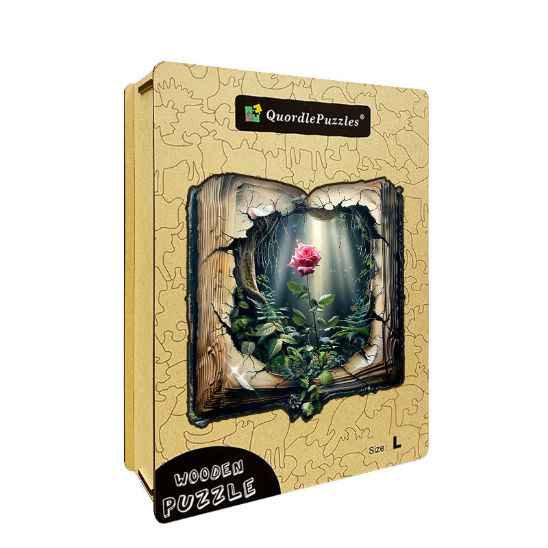 Rose in a Magical Book Wooden Jigsaw Puzzle