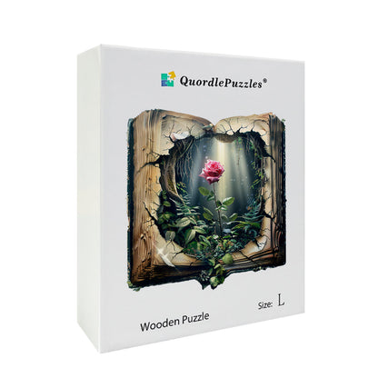 Rose in a Magical Book Wooden Jigsaw Puzzle