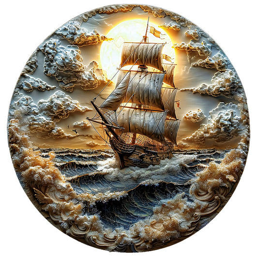 Moonlit Voyage at Sea Wooden Jigsaw Puzzle