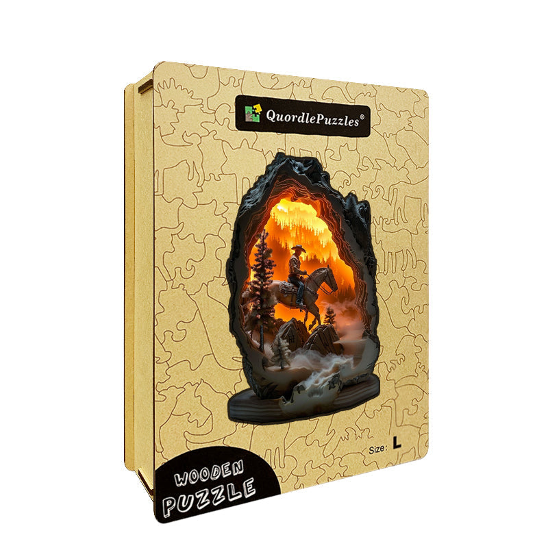 Cowboy in the Fiery Canyon Wooden Jigsaw Puzzle