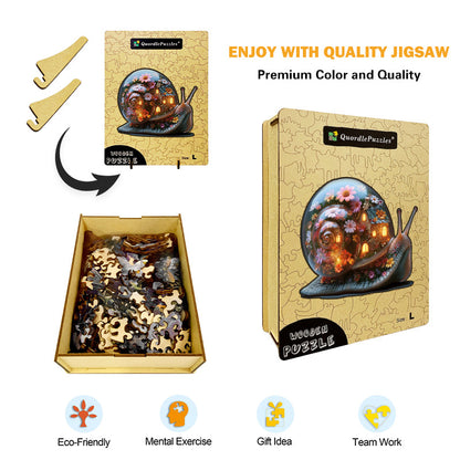 Snail's Blooming House Wooden Jigsaw Puzzle