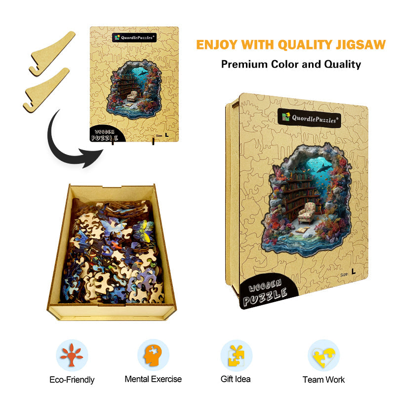 Underwater Library Wooden Jigsaw Puzzle