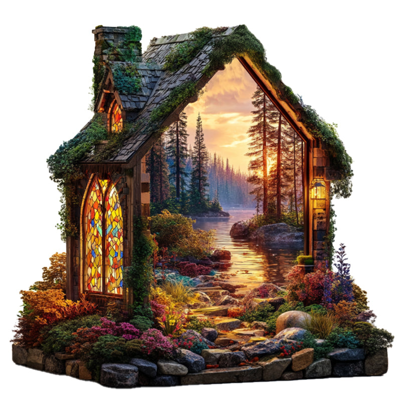 Sunset Cottage Wooden Jigsaw Puzzle