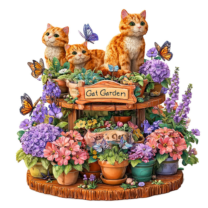 Cat Garden Wooden Jigsaw Puzzle