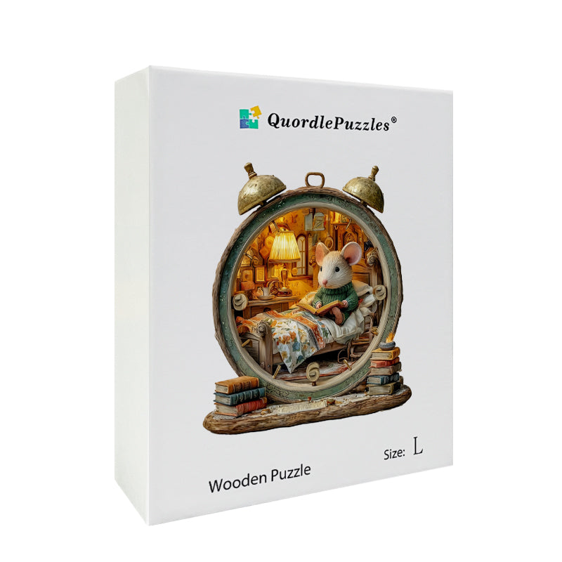 Alarm Clock Mouse Wooden Jigsaw Puzzle