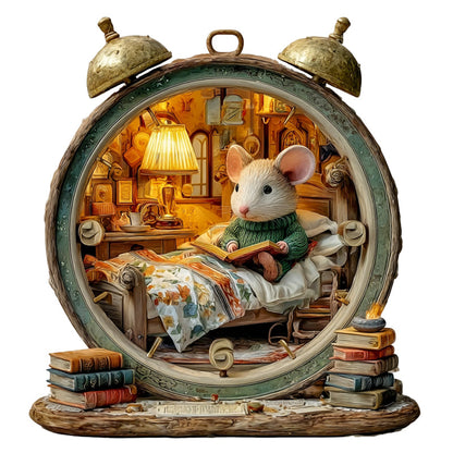 Alarm Clock Mouse Wooden Jigsaw Puzzle