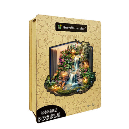 Waterfall in the Books Wooden Jigsaw Puzzle