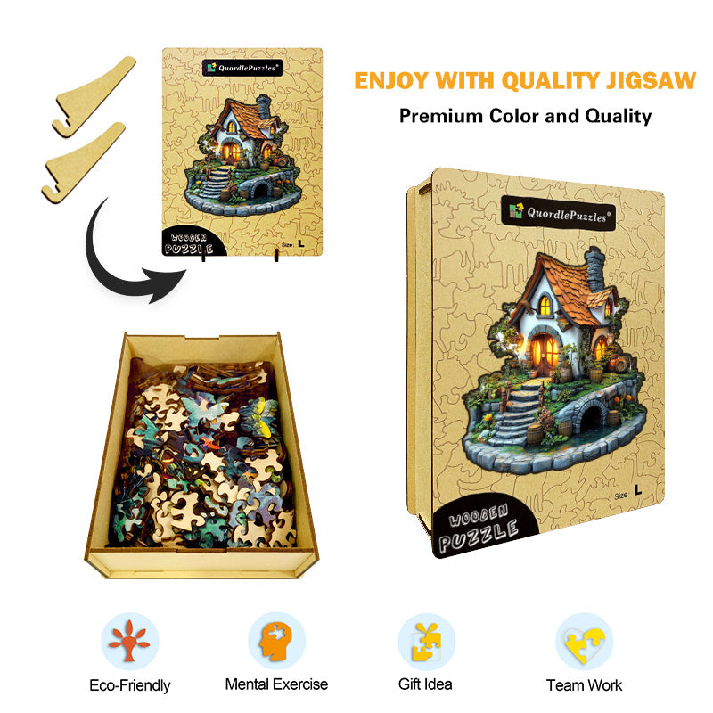 Fairy Tale Cottage and Garden Wooden Jigsaw Puzzle