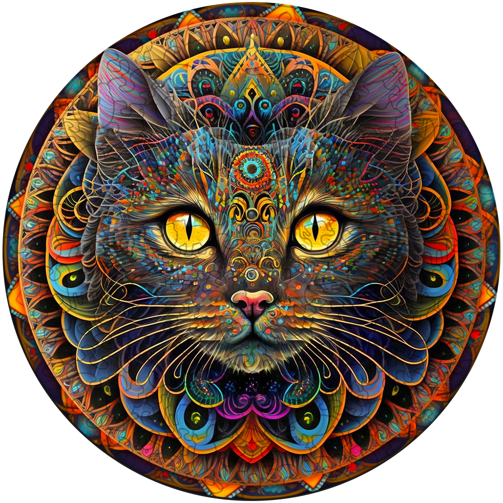 Mandala Cat Wooden Jigsaw Puzzle