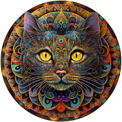 Mandala Cat Wooden Jigsaw Puzzle
