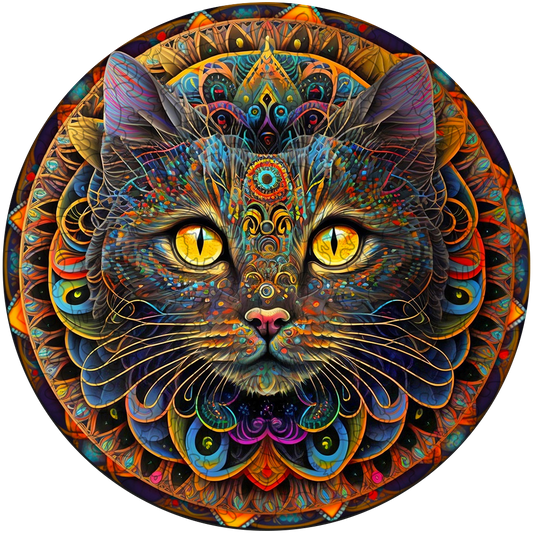 Mandala Cat Wooden Jigsaw Puzzle
