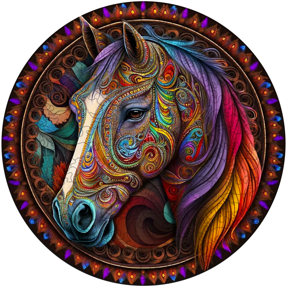 Mandala Horse Wooden Jigsaw Puzzle