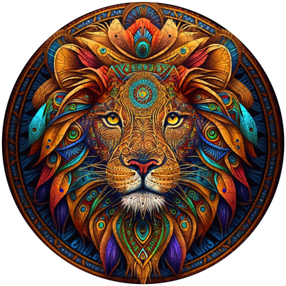 Mandala Leo Wooden Jigsaw Puzzle