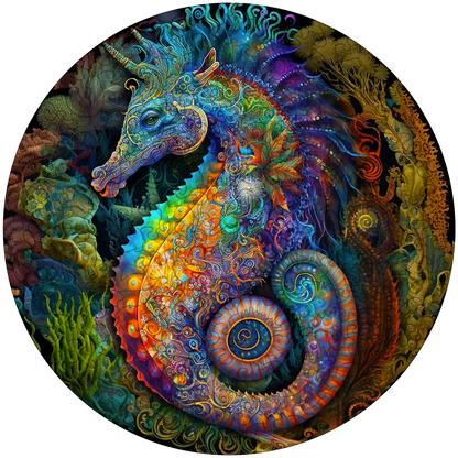 Mandala Seahorse Wooden Jigsaw Puzzle