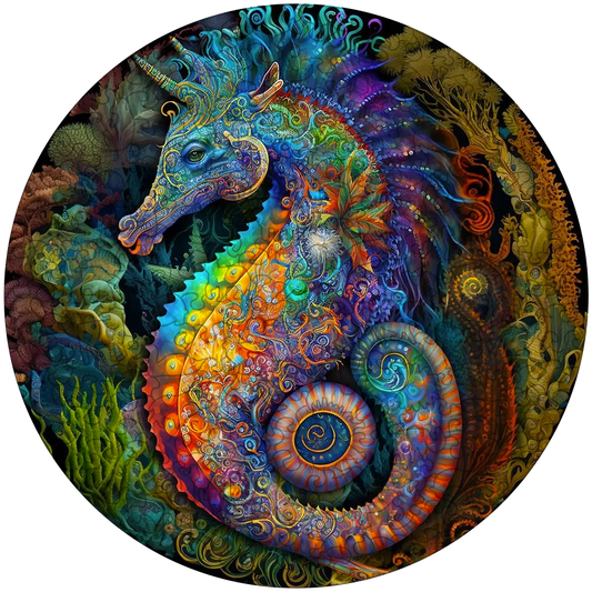 Mandala Seahorse Wooden Jigsaw Puzzle
