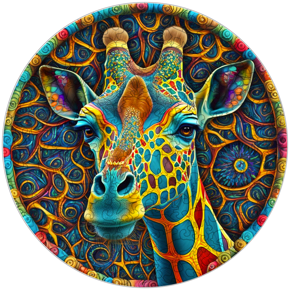Psychedelic Giraffe Wooden Jigsaw Puzzle