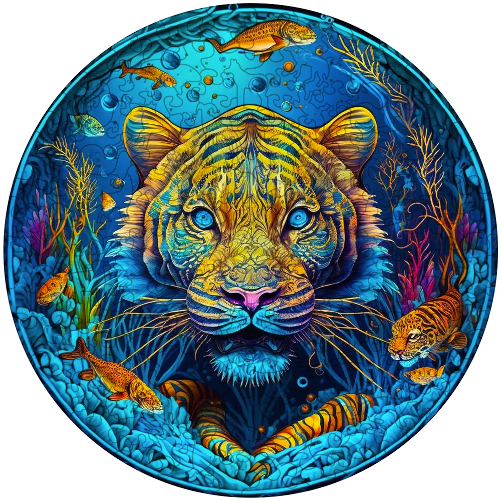 Psychedelic Tiger Wooden Jigsaw Puzzle