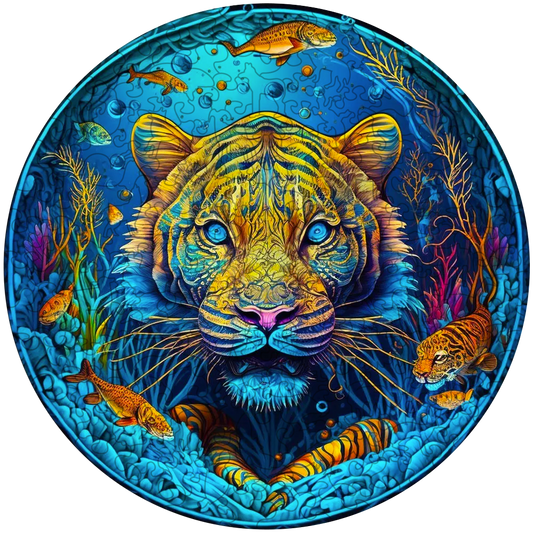 Psychedelic Tiger Wooden Jigsaw Puzzle