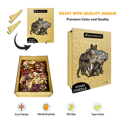 🔥LAST DAY 83% -Wolf Pack Wooden Jigsaw Puzzle