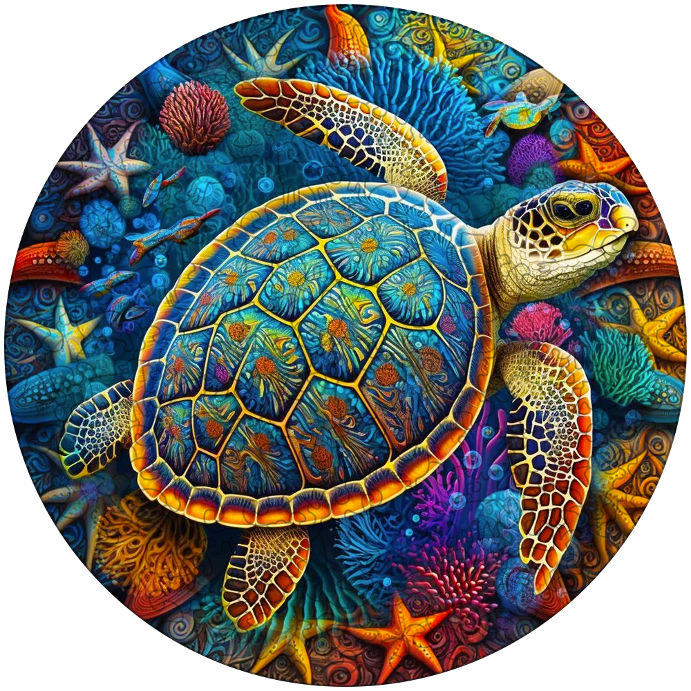 Sea Turtle watercolour Wooden Jigsaw Puzzle