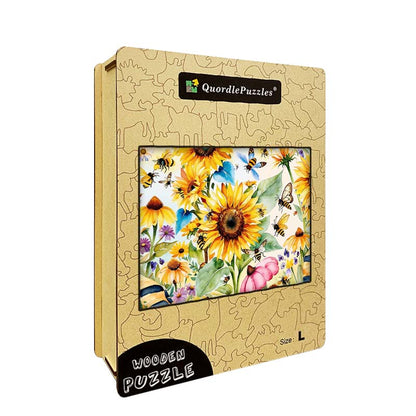 Bees and Sunflowers Wooden Jigsaw Puzzle