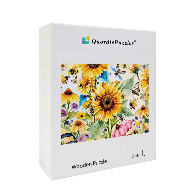 Bees and Sunflowers Wooden Jigsaw Puzzle