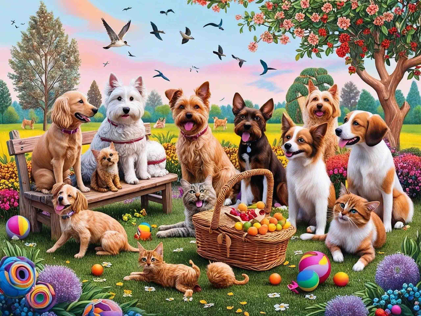 Dog Party Wooden Jigsaw Puzzle