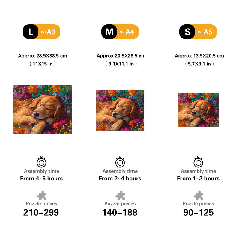 Golden Retriever in Bloom Wooden Jigsaw Puzzle